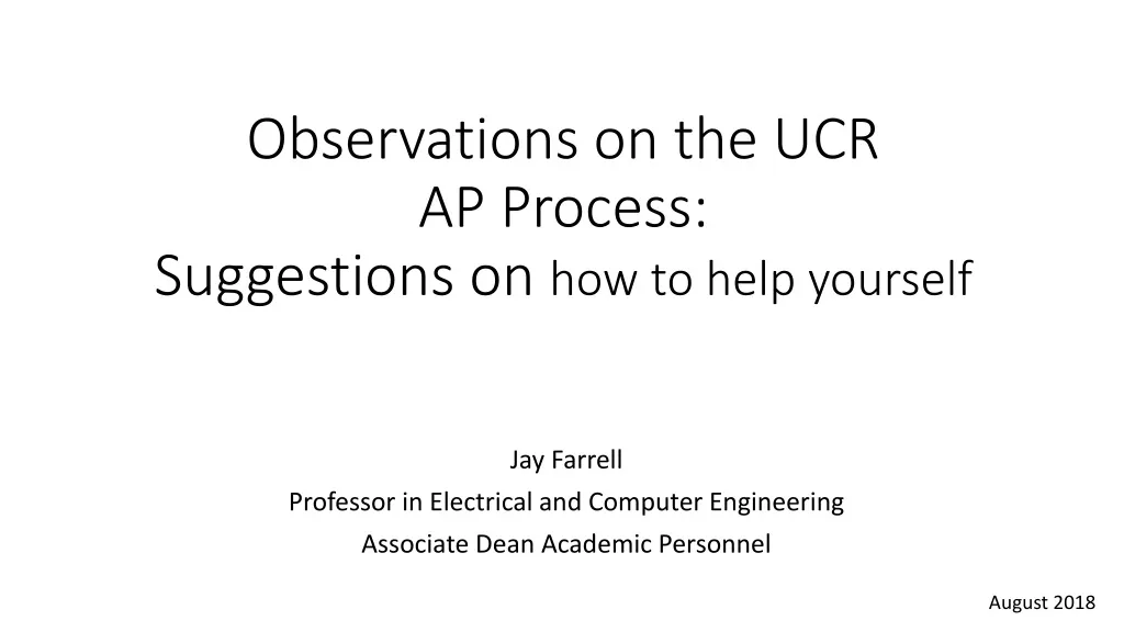 observations on the ucr ap process suggestions on how to help yourself