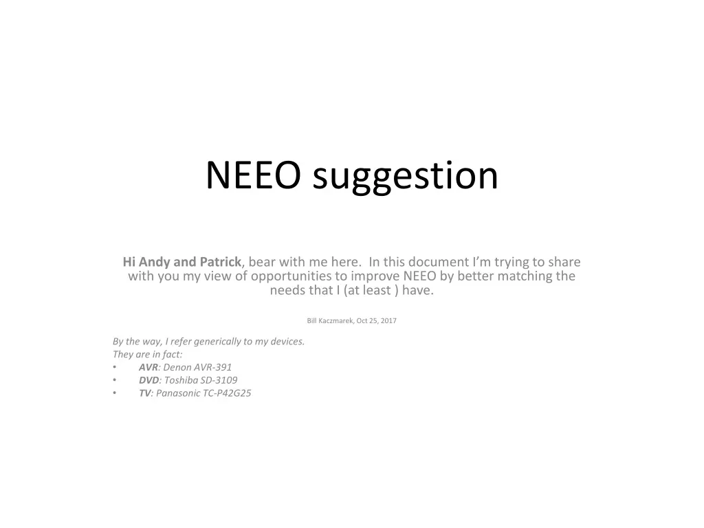 neeo suggestion
