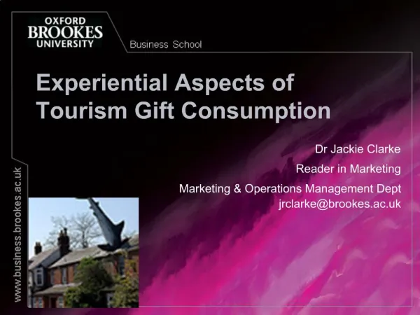 Experiential Aspects of Tourism Gift Consumption