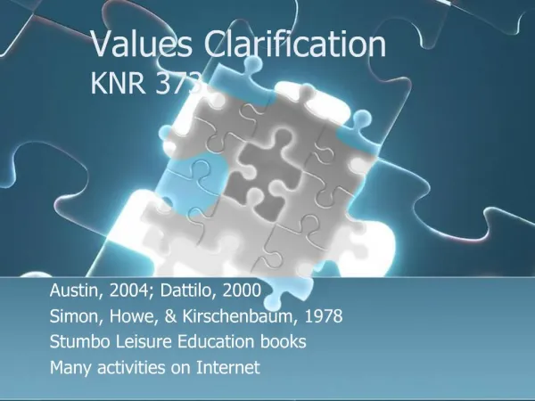Values Clarification KNR 373