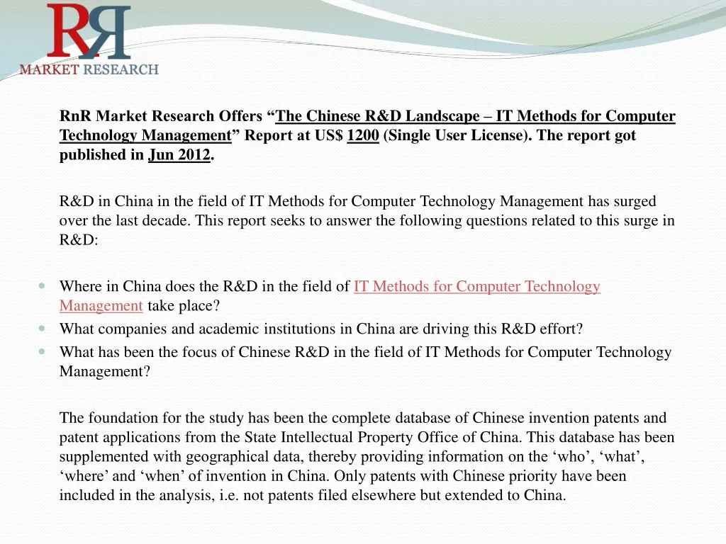 rnr market research offers the chinese