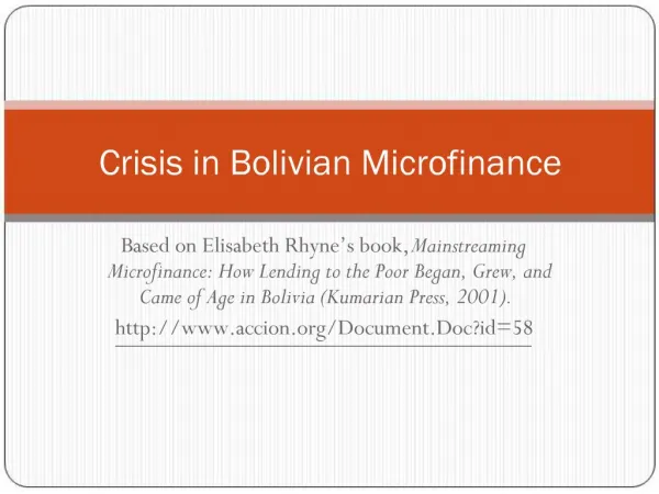 Crisis in Bolivian Microfinance