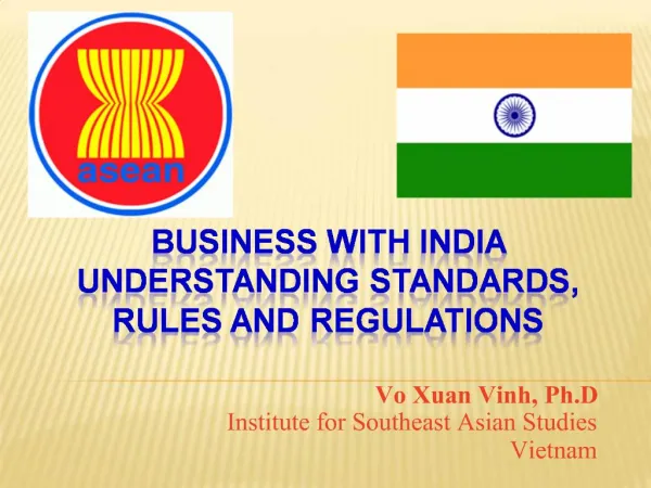 Business with India Understanding Standards, Rules and Regulations