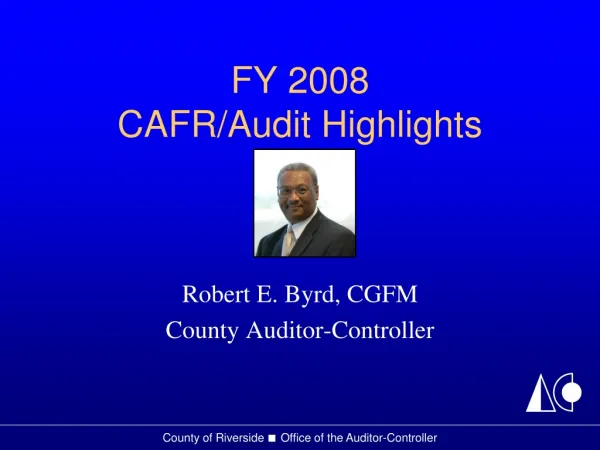 FY 2008 CAFR/Audit Highlights