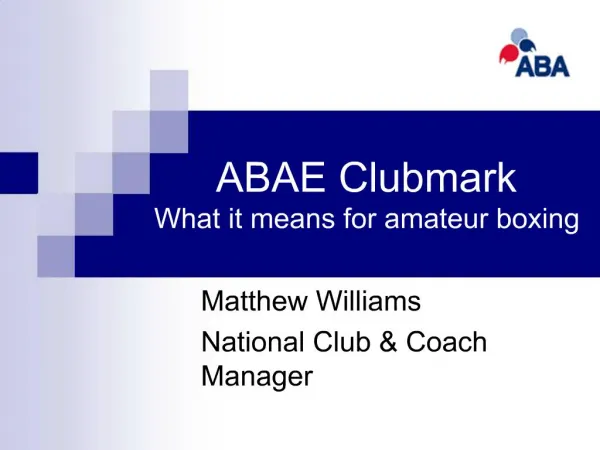 ABAE Clubmark What it means for amateur boxing