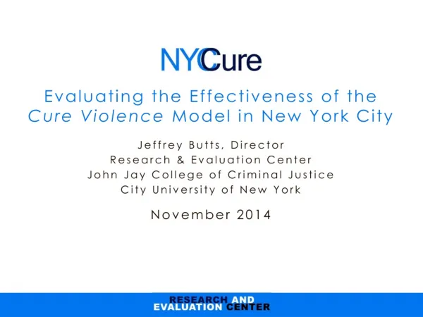 Jeffrey Butts, Director Research &amp; Evaluation Center John Jay College of Criminal Justice