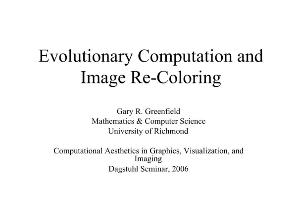 Evolutionary Computation and Image Re-Coloring