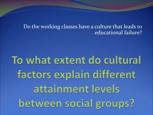 To what extent do cultural factors explain different attainment levels between social groups?